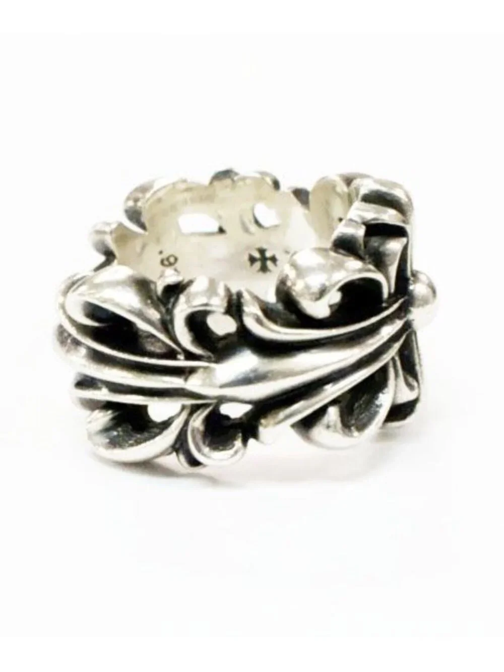 Chrome Hearts Dbl Flrl Crs Double Floral Cross Ring Silver